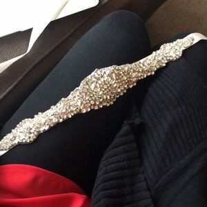 Bridal belt - ivory ribbon and rhinestone. New